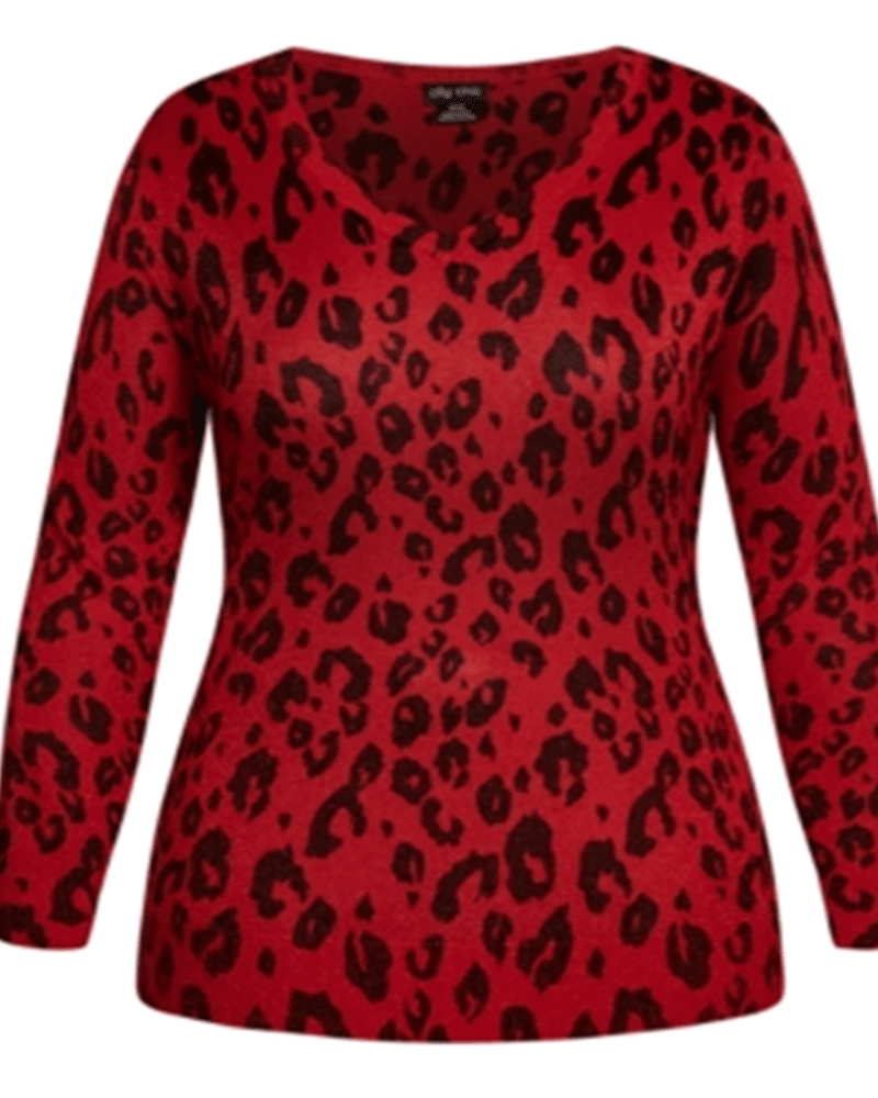 Red animal outlet print sweater